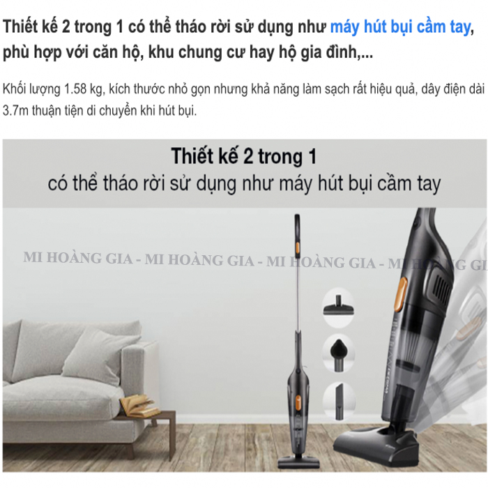 Máy hút bụi cầm tay Deerma DX115C (600W) - Hàng Chính Hãng