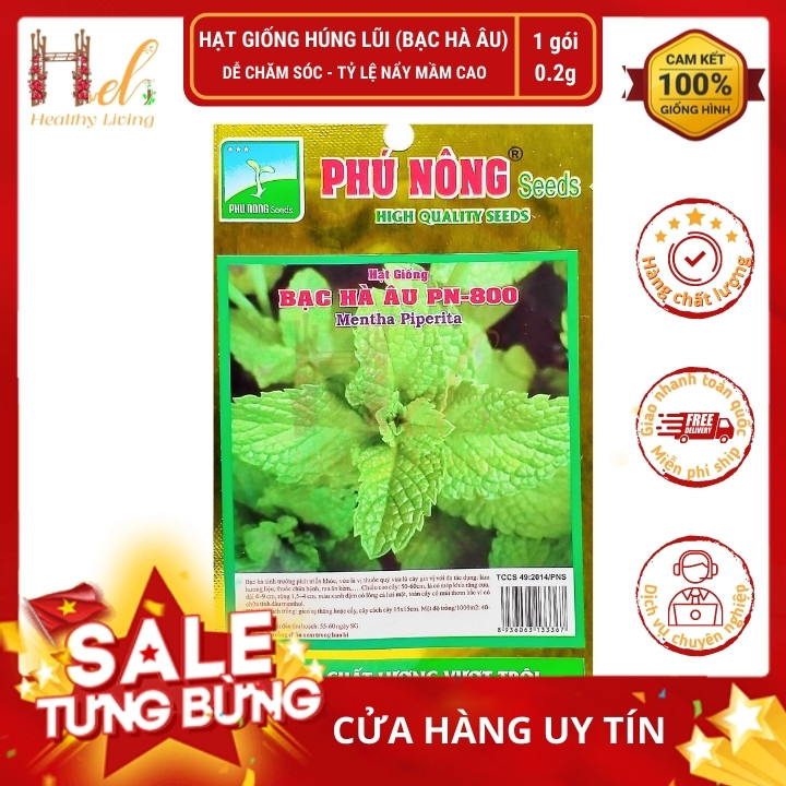 PN - Hạt Giống Húng Lủi, Bạc Hà Âu Thơm Ngon 0.2Gr - Trồng Rau Xanh Rau Sạch Bằng Đất Sạch, Mùn Dừa Và Phân Bón Hữu Cơ