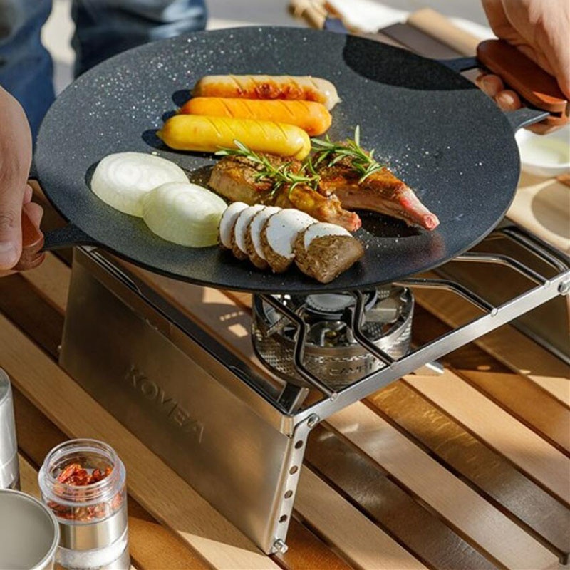 Chảo Đá Nướng Thịt Kiểu Hàn Quốc, Vỉ Nướng BBQ Chống Dính Không Cần Dầu Size 34cm Hàng Chính Hãng MINIIN