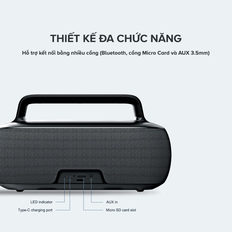 Loa Bluetooth HAVIT SK816BT Du Lịch Công Suất 30W, BT 5.0, Kháng IPX6, Thời Gian Chơi Nhạc Lến Đến 15h - Hàng Chính Hãng