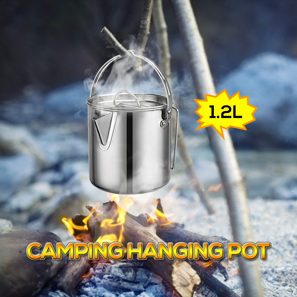 Nồi Treo 1.2L Bằng Thép Không Gỉ Cắm Trại Dã Ngoại Ngoài Trời