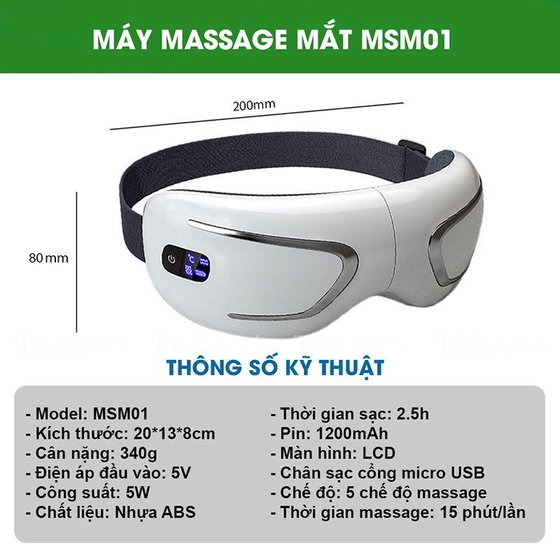 Máy Massage Mắt, Mát Xa Thư Giãn Takara Chăm Sóc Giảm Đau Nhức Mỏi Với 5 Chế Độ Tự Chọn BH 12 Tháng MSM01