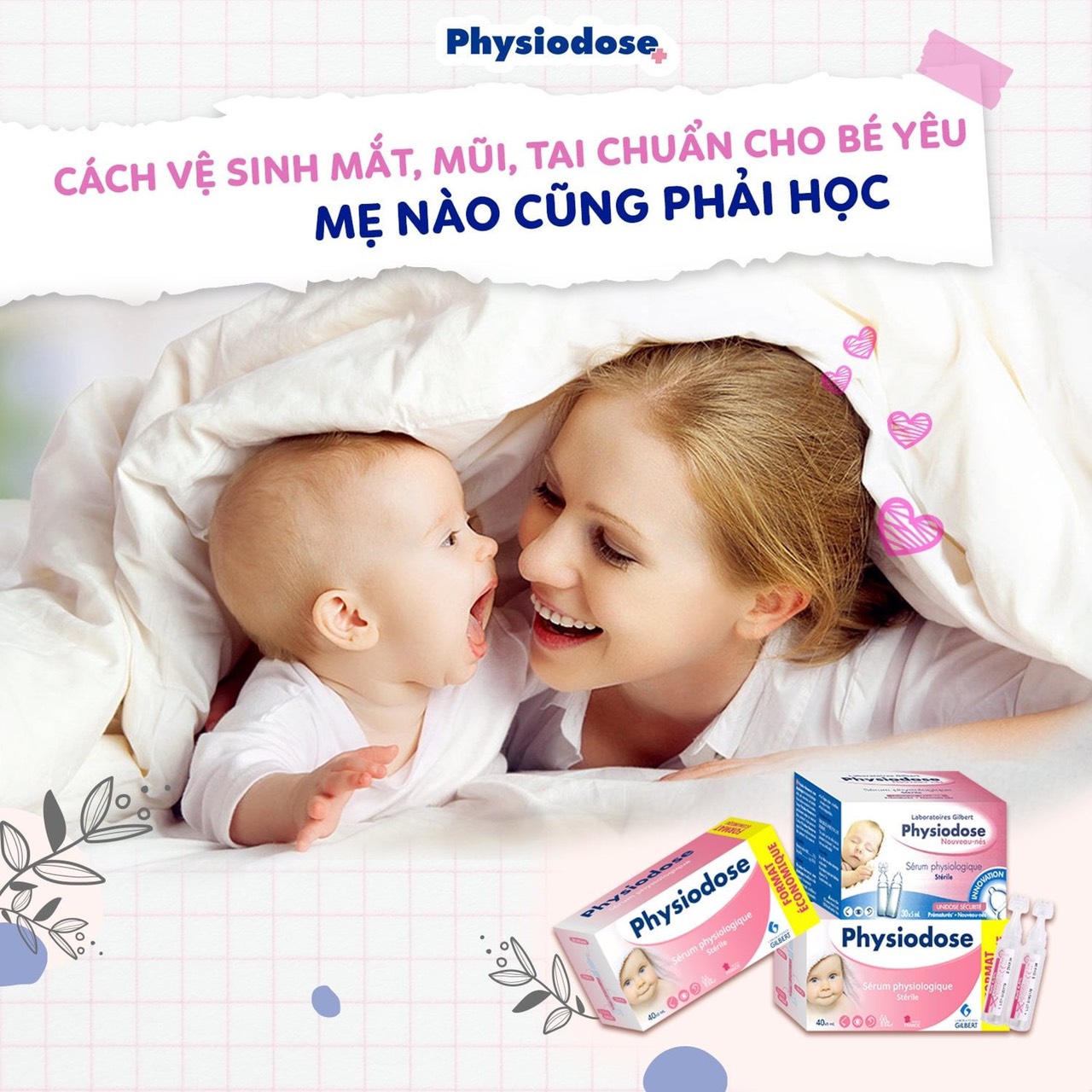 Nước muối Physiodose Classic Hộp 40 ống - An toàn cho trẻ sơ sinh