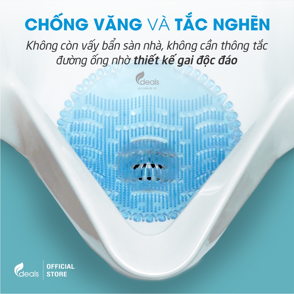 Tấm Lót Khử Mùi Bồn Tiểu & Lỗ Sàn ECODEALS Wave Fresher - Khử mùi, làm thơm toilet vượt trội 30 ngày, chống văng và giọt bắn - KT 18x18cm