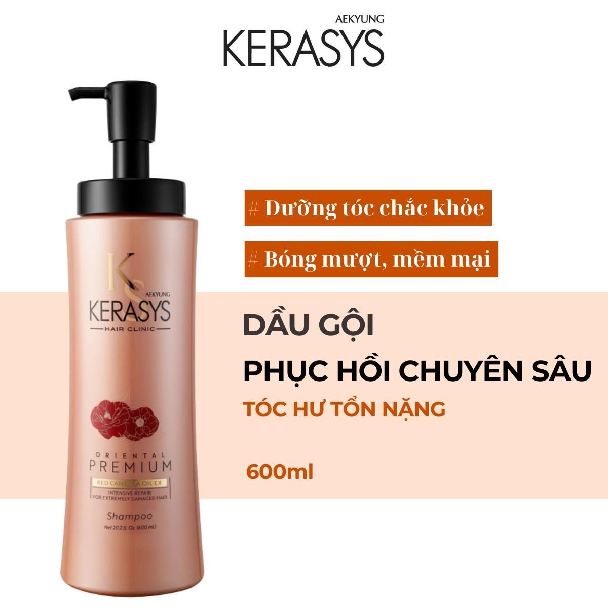 Dầu gội Aekyung Kerasys Oriental Premium Red Camellia EX Intensive Repair Shampoo (Dưỡng tóc chắc khỏe - Dành cho tóc hư tổn nặng) 600 ml