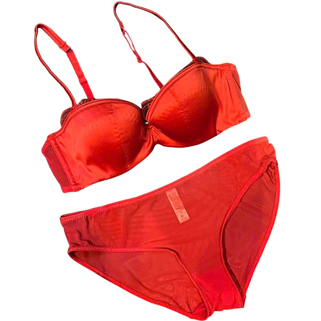 Bộ đồ lót Satin không mút phối lưới viền ren cúp ngang quần nguyên mông