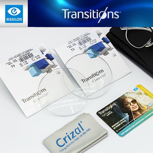 Tròng kính đổi màu chống ánh sáng xanh Vietphat Eyewear Essilor 1.56AS Transitions Classic