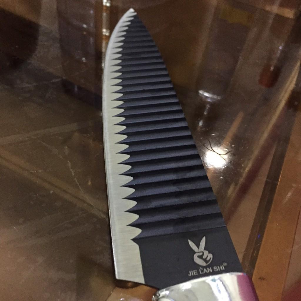 Dao thái thịt, chống dính, lượn sóng màu đen dài 32.5cm - ko2