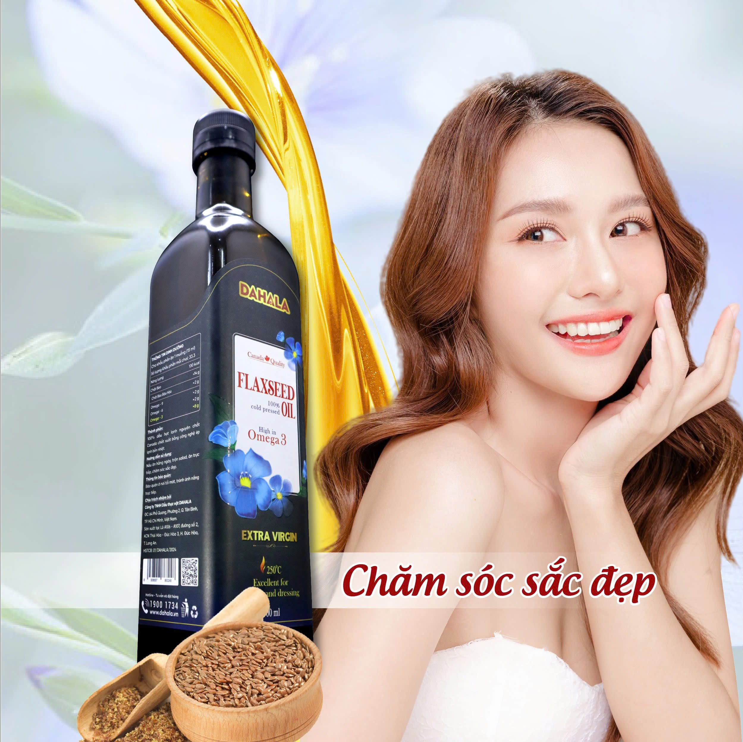 Dầu hạt lanh ép lạnh bền nhiệt DAHALA 250 ml