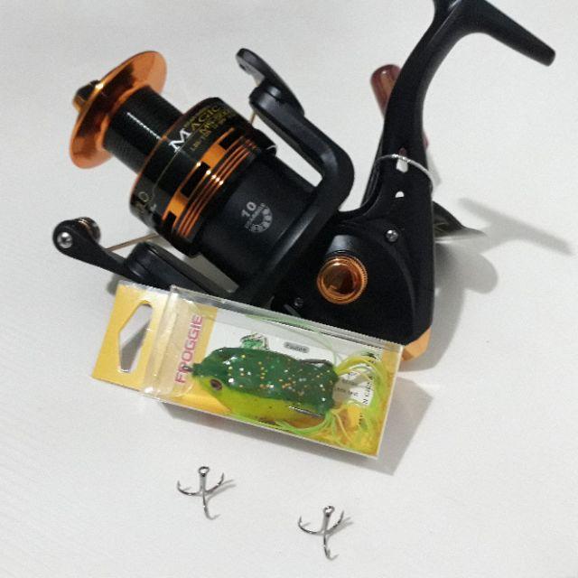 Máy câu 10 bạc đạn yolo ms tặng kèm nhái giả và lưỡi câu 3 tiêu câu cá lóc