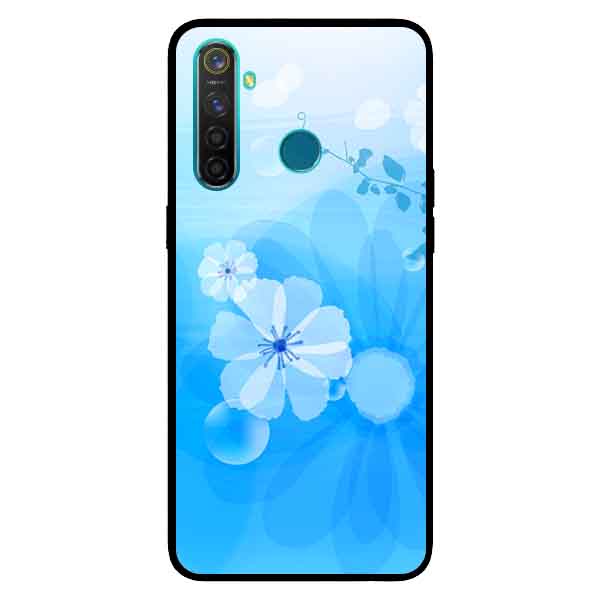 Hình ảnh Ốp Lưng in cho Realme 5 Pro / Realme Q Mẫu Bông Hoa Nền Xanh - Hàng Chính Hãng