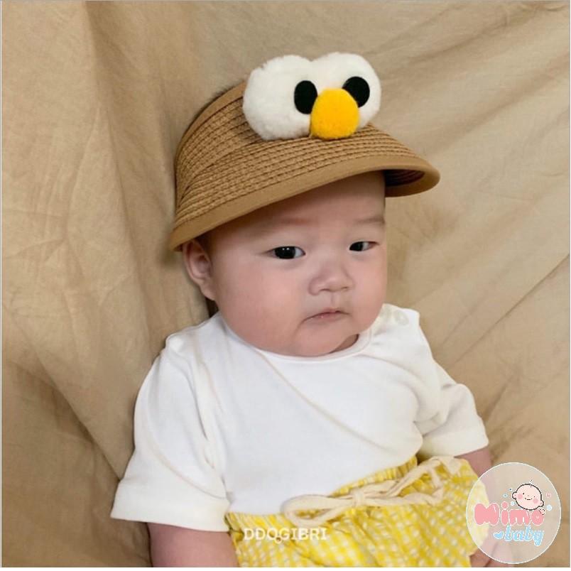 Mũ cói nửa đầu hình mắt chim cho bé (1-3y) Mimo MH07