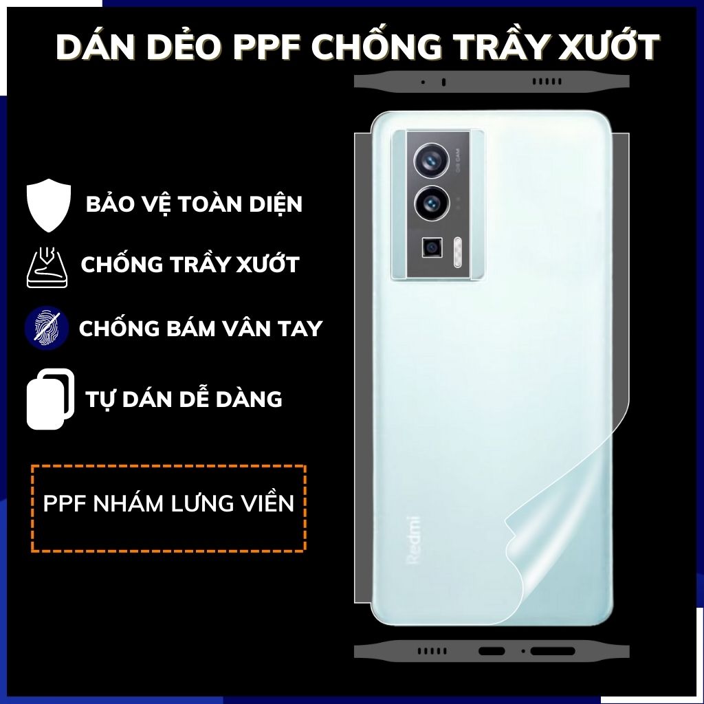 Dán dẻo PPF redmi k60 pro trong suốt hoặc nhám chống bám vân tay bảo vệ điện thoại mua 1 tặng 1 huỳnh tân store