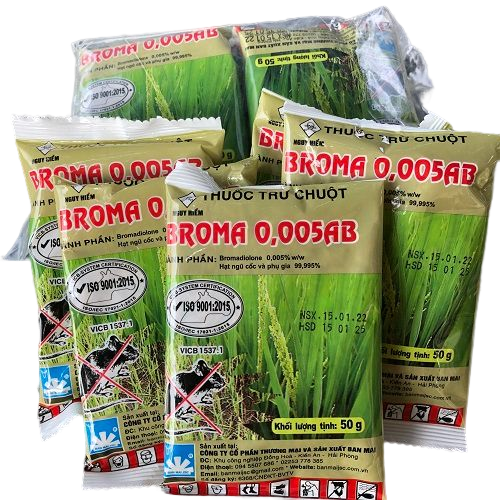 Combo 5 gói BẢ DIỆT CHUỘT TRỘN THÓC BROMA GÓI 50gr