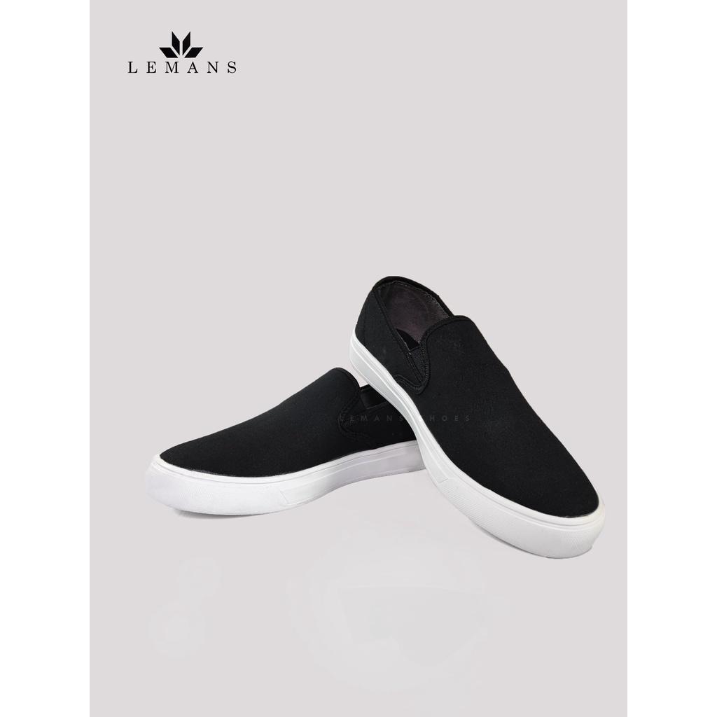 Giày lười vải nam slip-on LEMANS, mũ vải thô canvas, đế cao su, mũ vải thô canvas, bảo hành 06 tháng