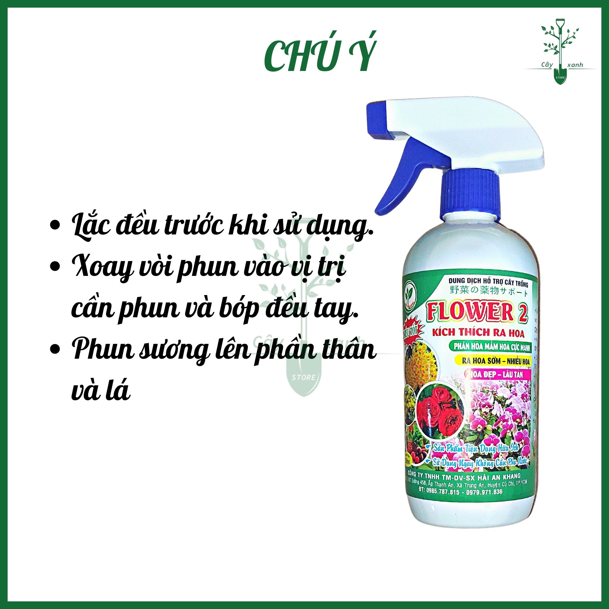 Dung dịch FLOWER 2 - Chai xịt 550ml Phun trực tiếp không cần pha - Kích ra hoa sớm, nhiều hoa lâu tàn - Cây Xanh Store