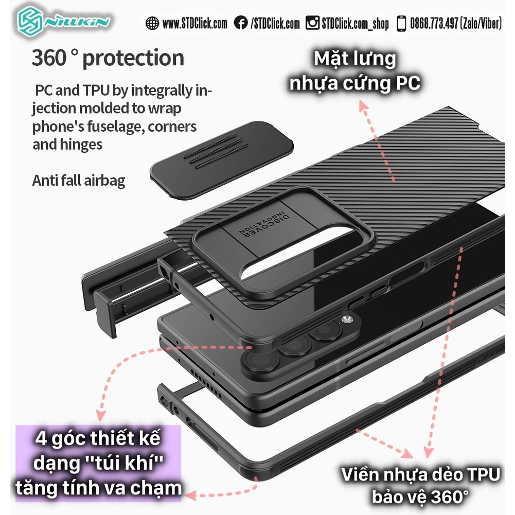 ỐP LƯNG DÀNH CHO ĐIỆN THOẠI SAMSUNG Z FOLD 4 5G NILLKIN CAMSHIELD PRO BẢO VỆ CAMERA KÈM KHAY BÚT