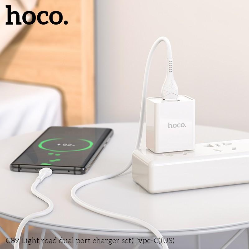 Bộ sạc hoco c89, 2 cổng usb, typec, micro, - Hàng Chính Hãng