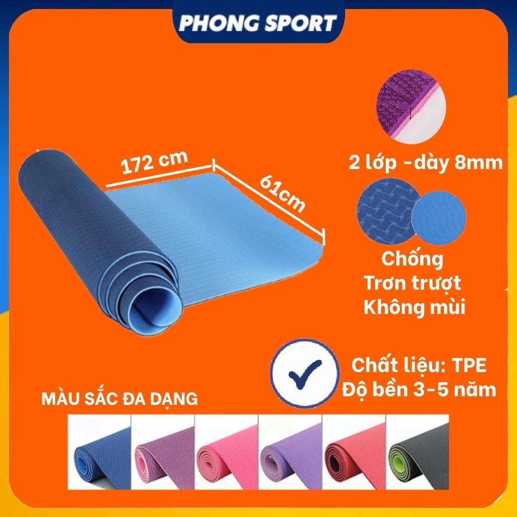 Thảm Tập Yoga 2 Lớp TPE Độ Dày Chuẩn 8mm (KÈM TÚI ĐỰNG), Thảm Tập Gym Chống Trơn Trượt Và Không Thấm Mồ Hôi Cao Cấp p8