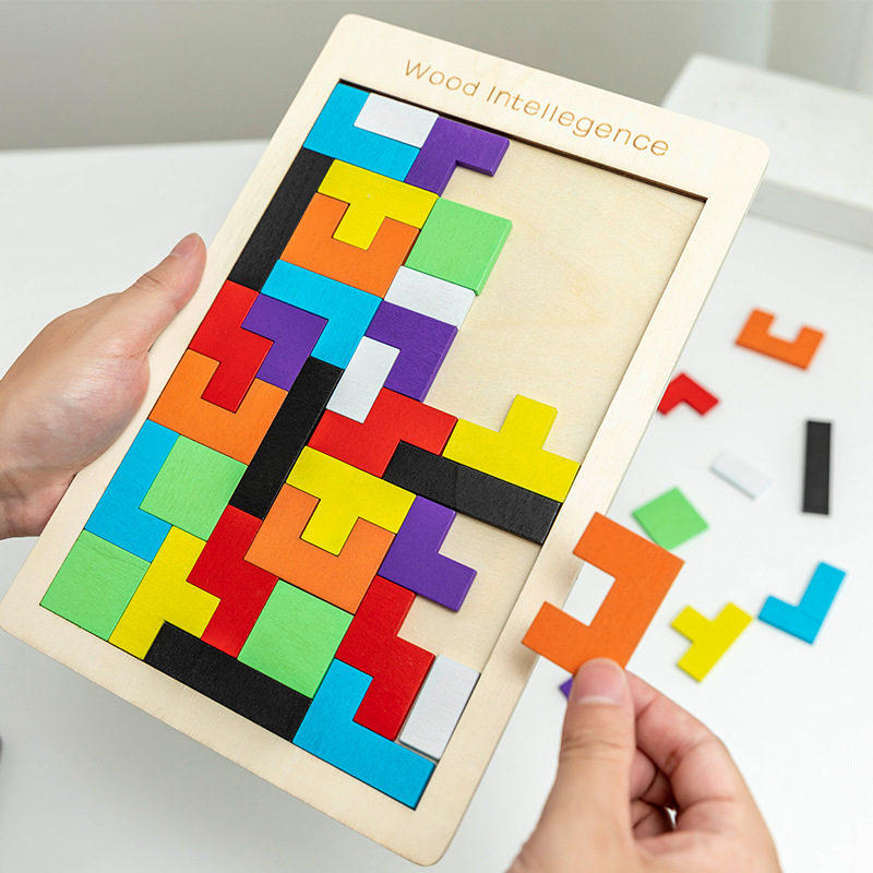 Đồ Chơi Thông Minh Sáng Tạo Cho Bé Bộ Ghép Hình Xếp Hình Tetris Bằng Gỗ Cao Cấp Cho Bé