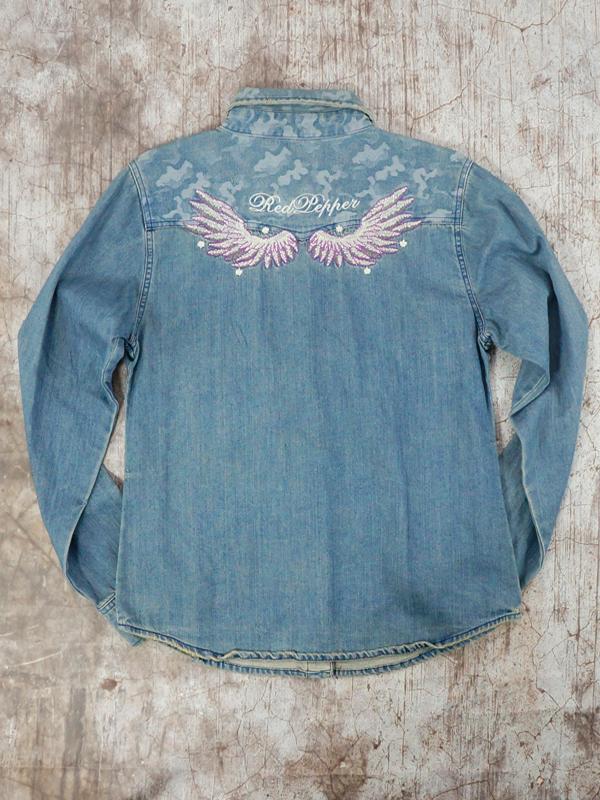 Áo Sơ Mi Nữ Red Peper Denim Embroidery Wings Shirt - SIZE M