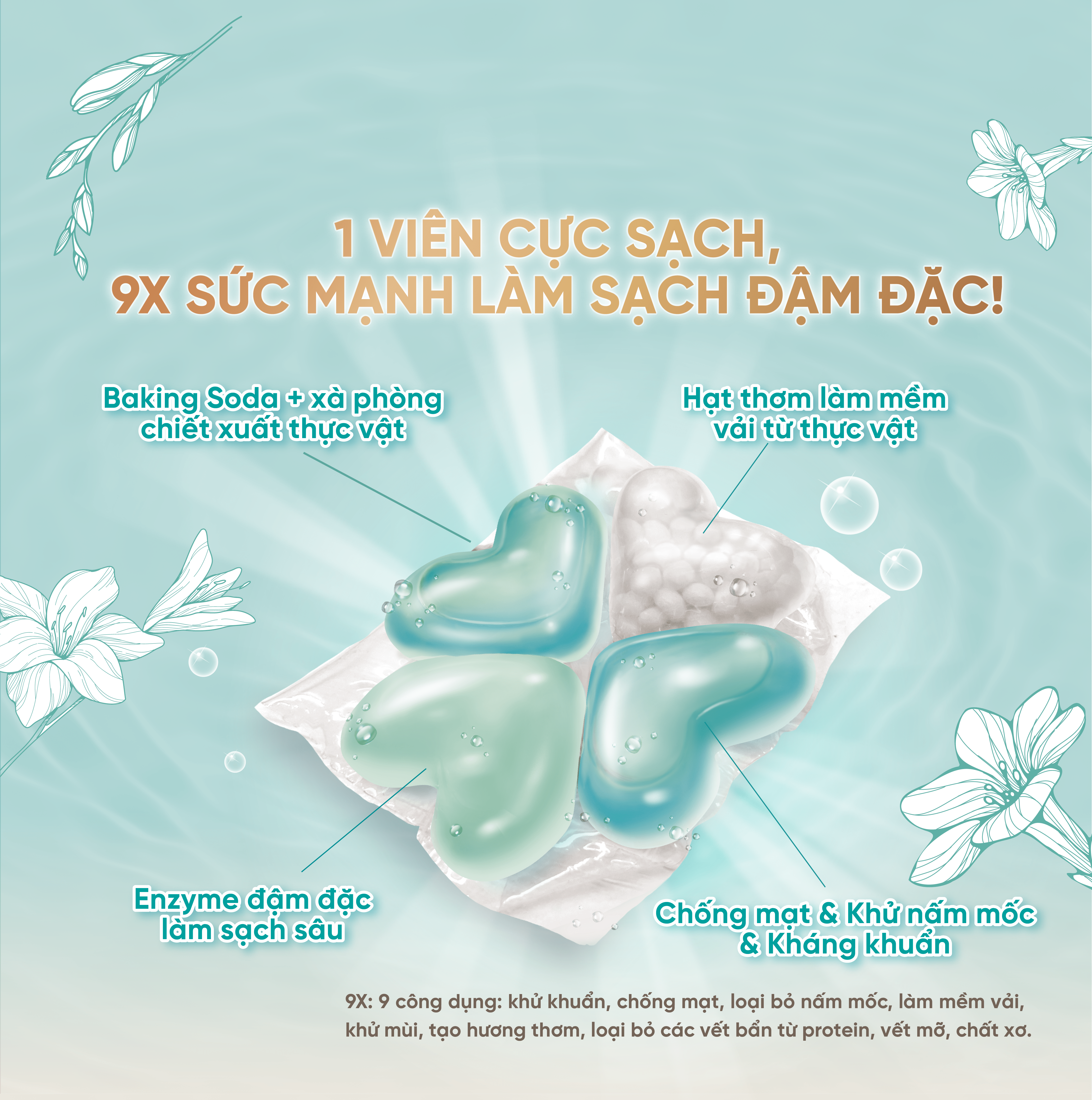 Combo 2 Túi Viên giặt xả Mao Bao - Chống mạt và kháng khuẩn 10g*25 viên (Hương lan nam phi và tuyết tùng)