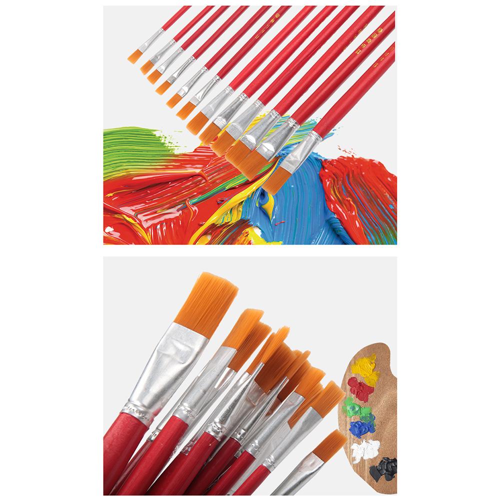Bộ cọ sơn phẳng chất lượng 12 cái với đầu cọ bằng sợi nylon chọn lọc