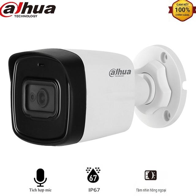 Camera Analog thân trụ Dahua DH-HAC-HFW1200TLP-A-S5 tích hợp MIC.hồng ngoại 80m,IP67,chuẩn full HD,AGC,3D-DNR - Hàng Chính Hãng