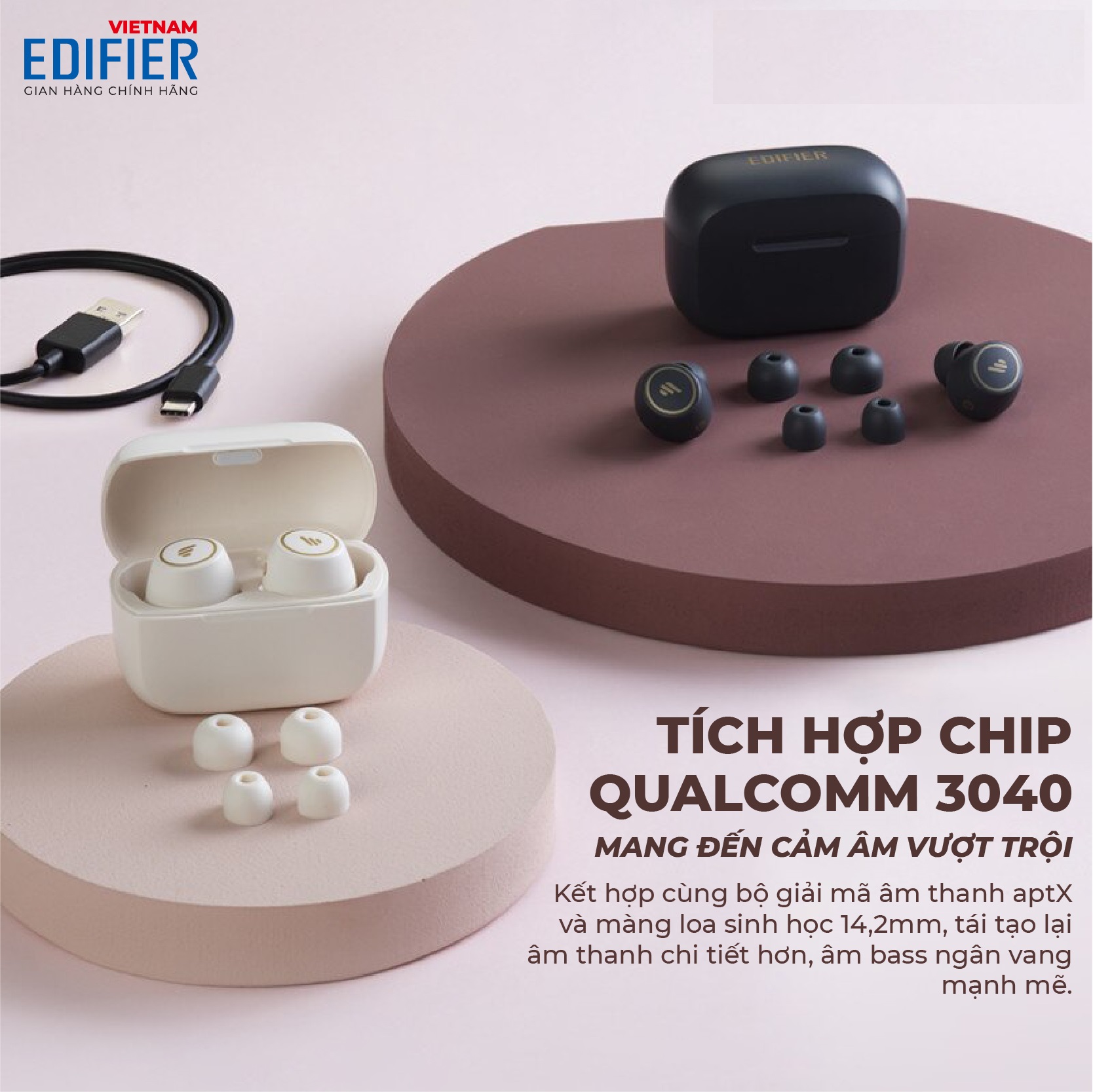 Tai nghe Bluetooth 5.2 EDIFIER TWS1 PRO True Wireless Chống nước IPX5 - Hàng chính hãng