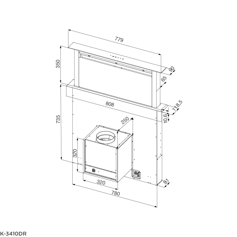 Máy hút khói khử mùi – âm bàn Malloca K-3410DR - Hàng Chính Hãng