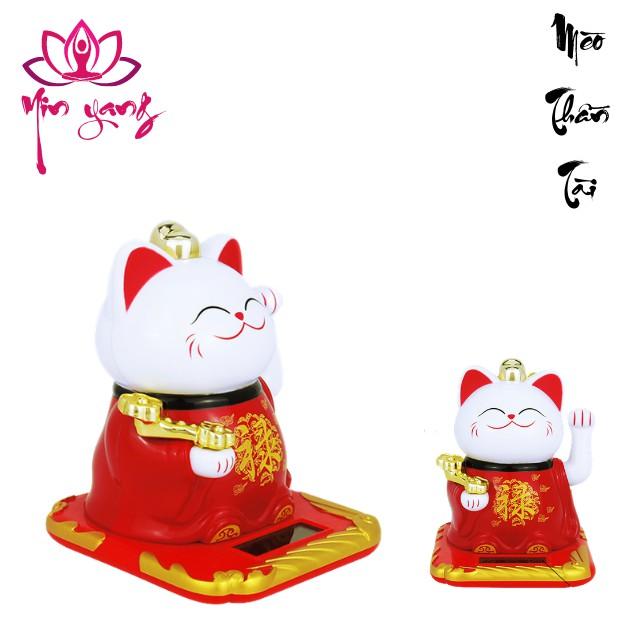 Mèo Thần Tài Vẫy Tay Năng Lượng Mặt Trời Size 10cm