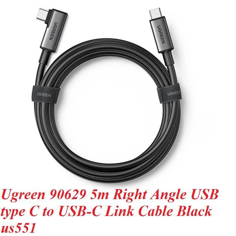 Ugreen UG90629US551TK 5M 5Gbps Màu Đen Cáp sạc , truyền dữ liệu 2 máy tính 2 đầu USB-C 1 đầu vuông góc 90 độ - HÀNG CHÍNH HÃNG