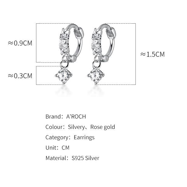 Khuyên Tai Bạc Ý Đính Đá Xinh G0733 - AROCH Jewelry