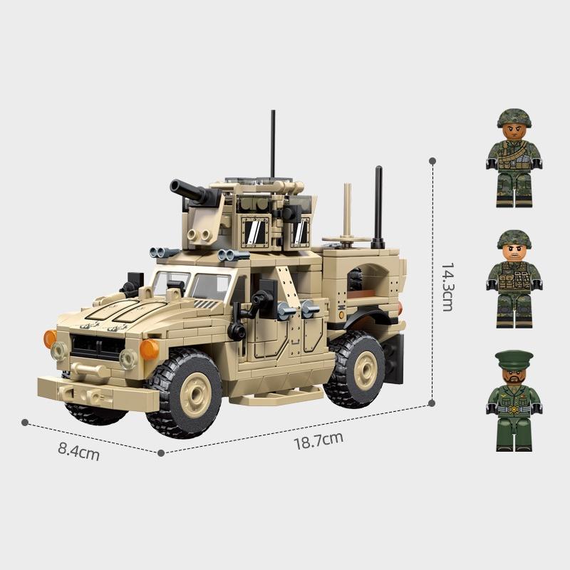 Đồ chơi lắp ráp xe vũ trang M-ATV, Sembo Block 207122 Army Car, Xếp hình thông minh, Mô hình quân sự