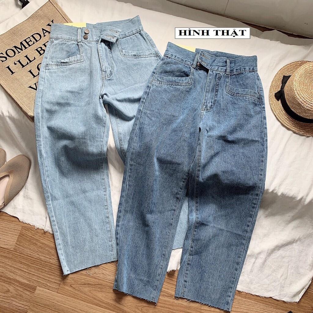 QUẦN JEANS BAGGY NỮ LƯNG CAO TRƠN FORM CHUẨN – QUẦN BÒ NGỐ BASIC