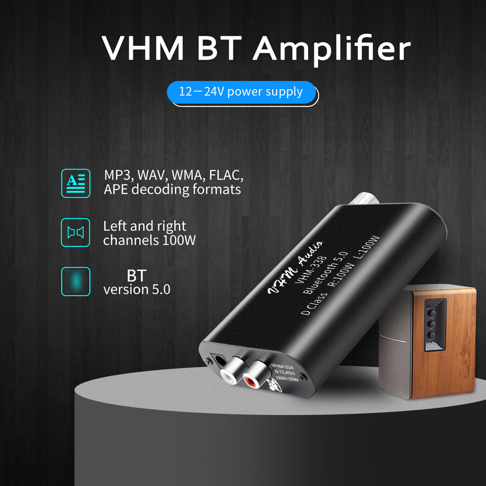 Bộ Thu Âm Không Dây Vhm338 Bluetooth 5.0 Âm Thanh Nổi HiFi Công Suất 100w + Bộ Khuếch Đại Âm Thanh Trên Ô Tô 100w