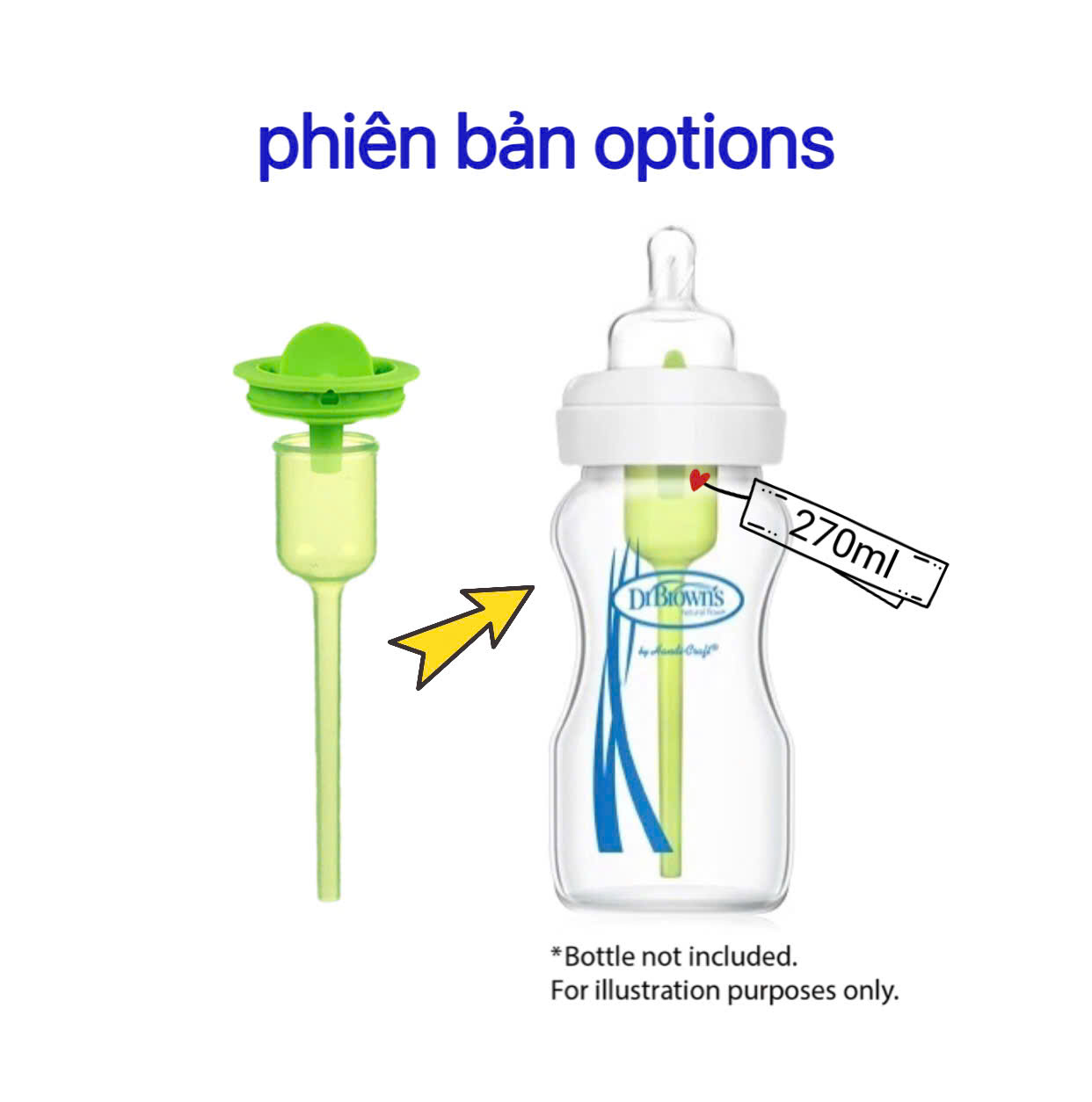 [ Phiên bản Options - WR203 - Cổ rộng ] Bộ 02 phụ kiện hệ thống van khí cho bình sữa Dr.Brown's phiên bản Options 270ml