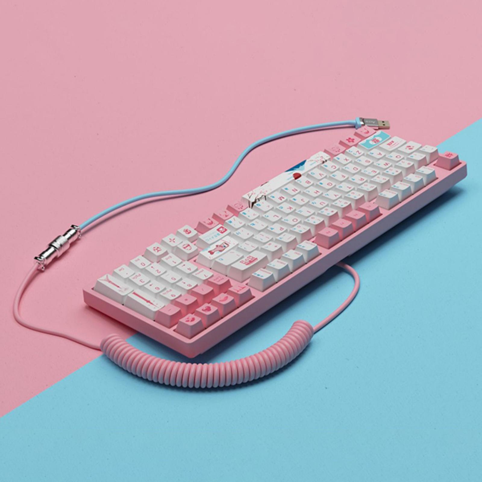 Coiled USB C Cable Wire, for Laptop Flexible USB A to USB C for Mechanical Keyboard