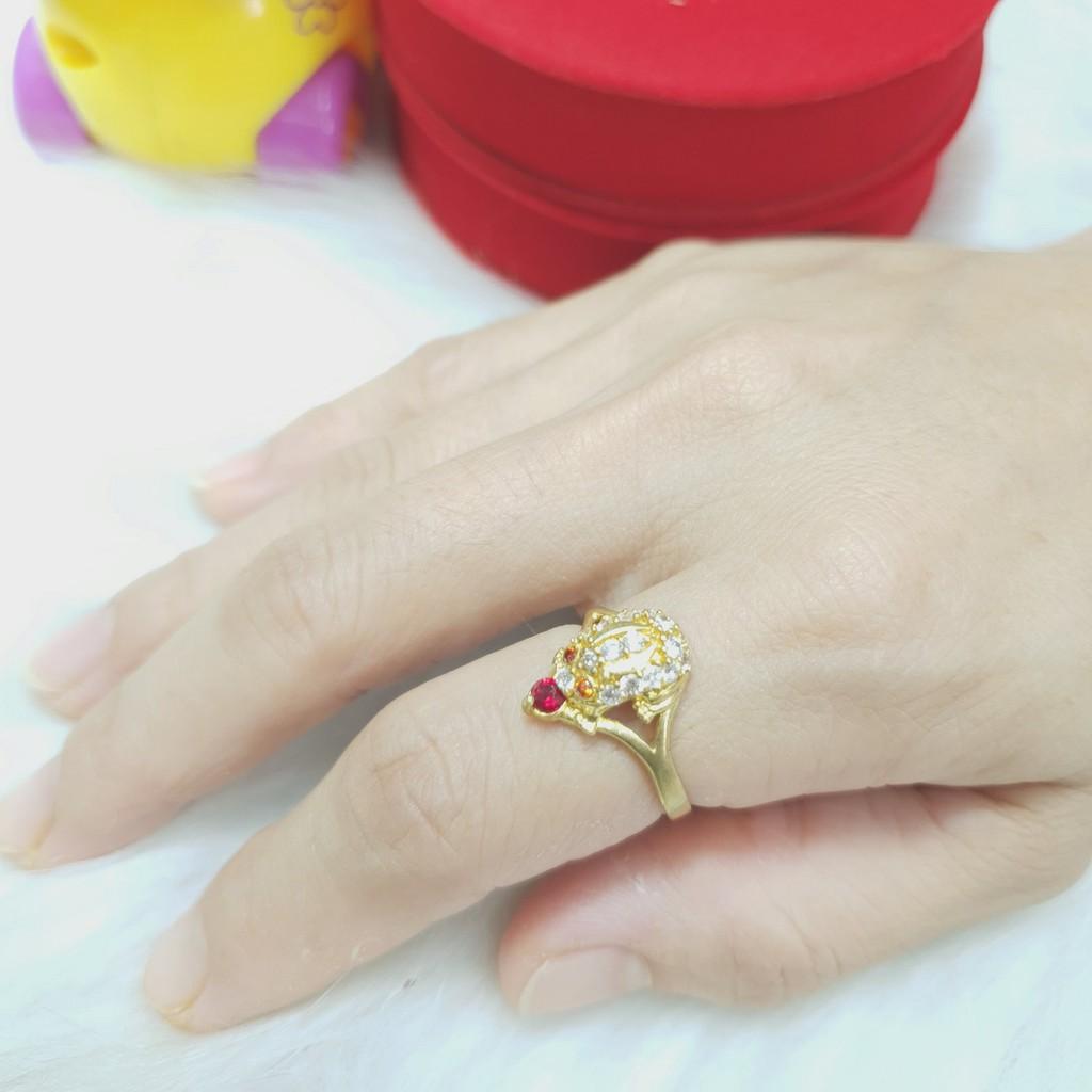 Nhẫn Cóc Nhỏ Vàng vonfram Cao Cấp-Dùng vĩnh viễn không phai màu