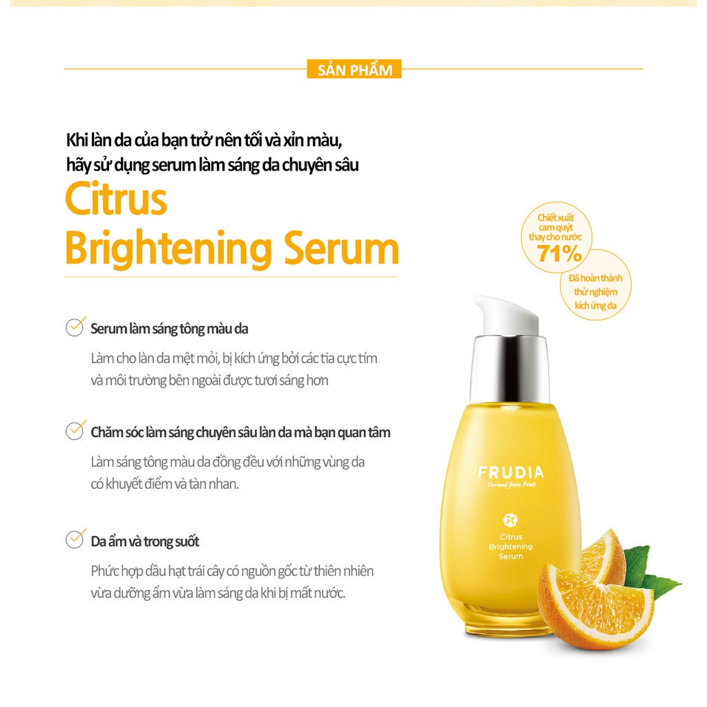 Serum Dưỡng Ẩm và Làm Sáng Da Chiết Xuất Cam Quýt Frudia Citrus Brightening Serum 50g