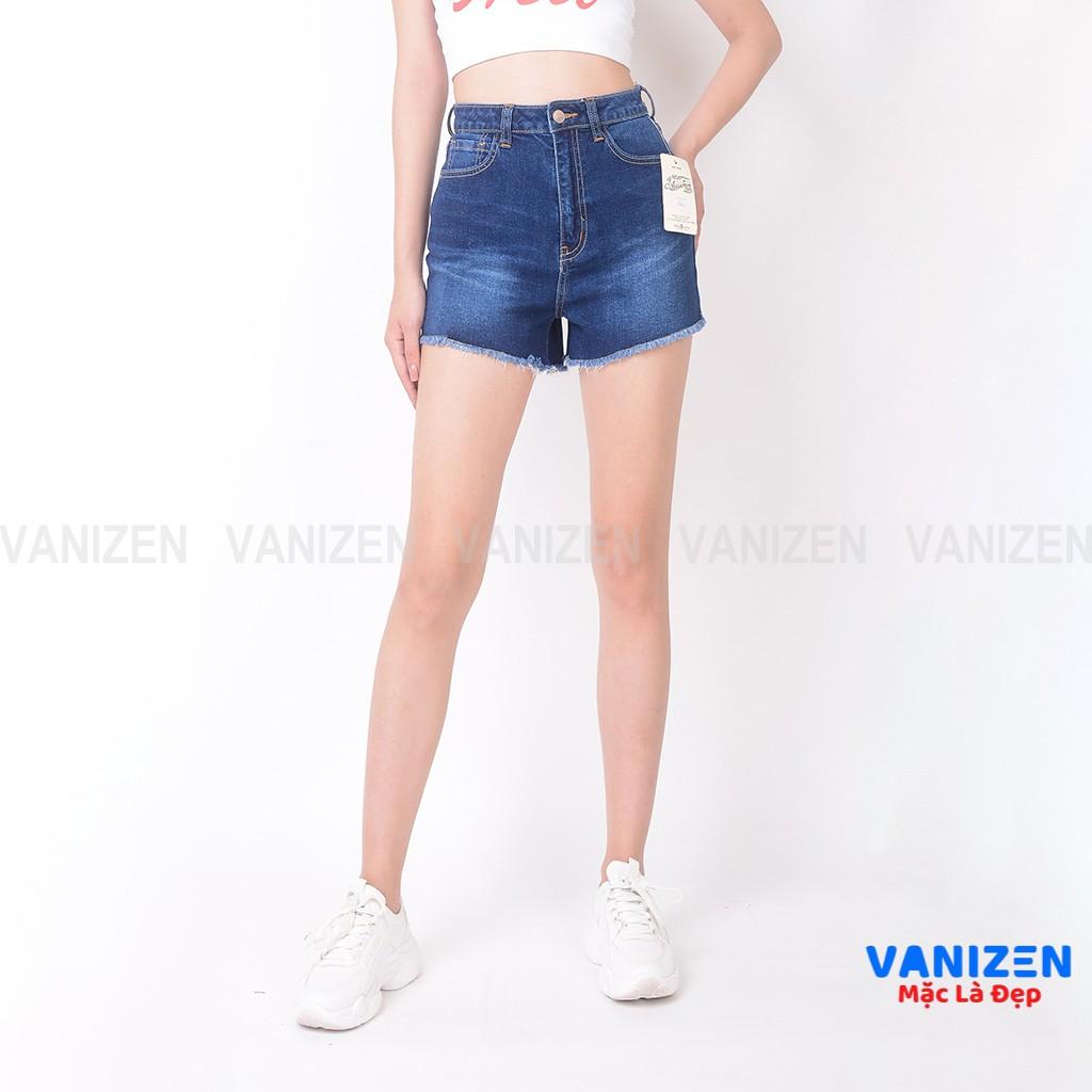 Quần short jean nữ ngắn đẹp lưng cao cạp cao tua rua gấu trơn hàng cao cấp mã 430 VANIZEN