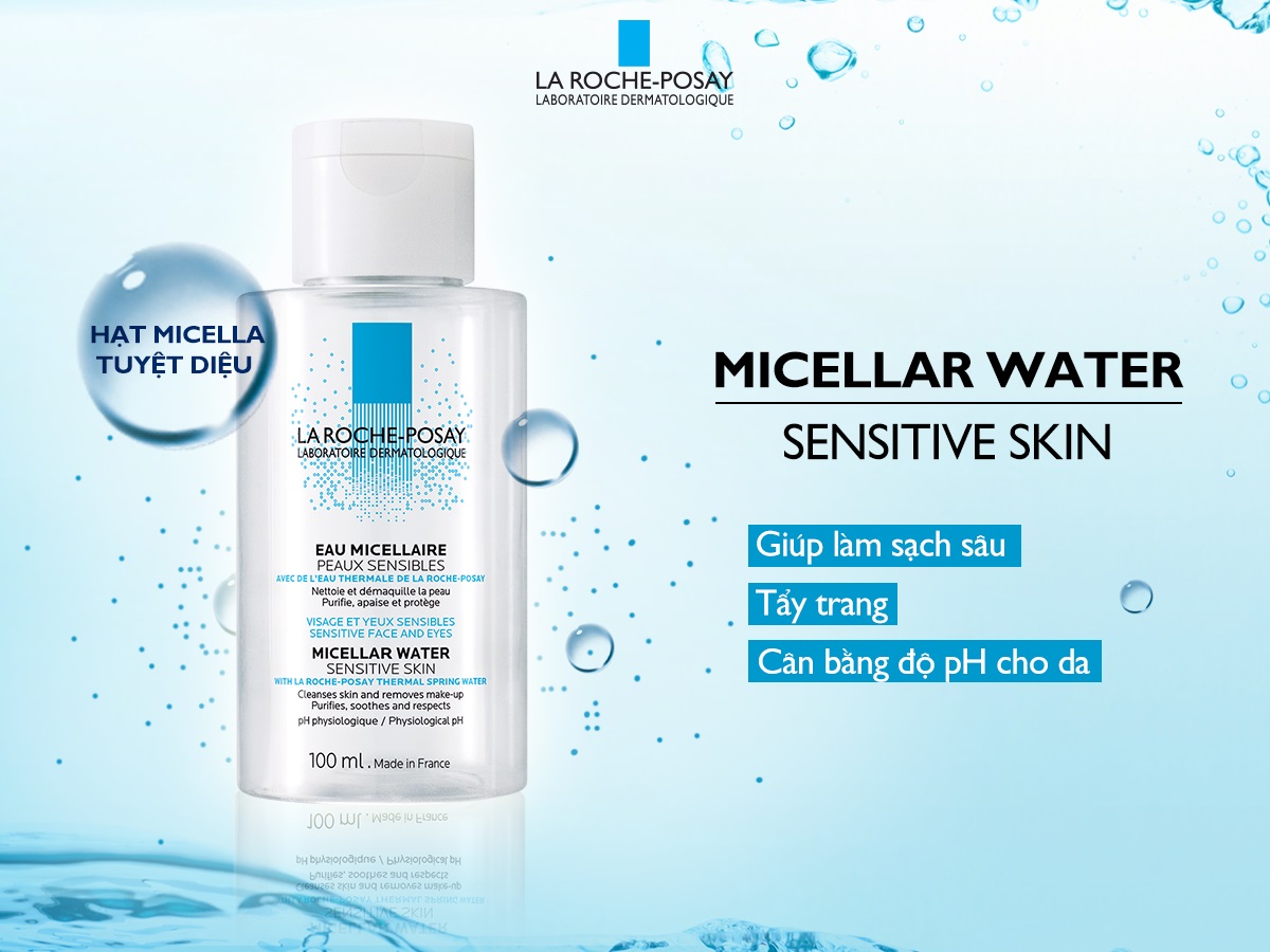 Nước Tẩy Trang Làm Sạch Sâu Cho Da Nhạy Cảm La Roche-Posay Micellar Water Ultra Sensitive Skin 100ml + Tặng Móc Khóa