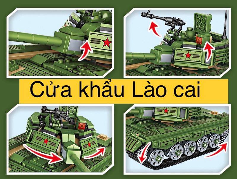 Lắp Ráp Xếp Hình Mô Hình Xe tăng Tank với 752 miếng ghép- xoay được mâm bắn,có 4 lính - Đồ Chơi Trẻ Em