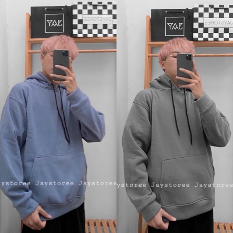 Áo Hoodie Nỉ bông unisex TRƠN màu Xám/Xám xanh UNISEX/Nam nữ unisex ️ Jaystoree