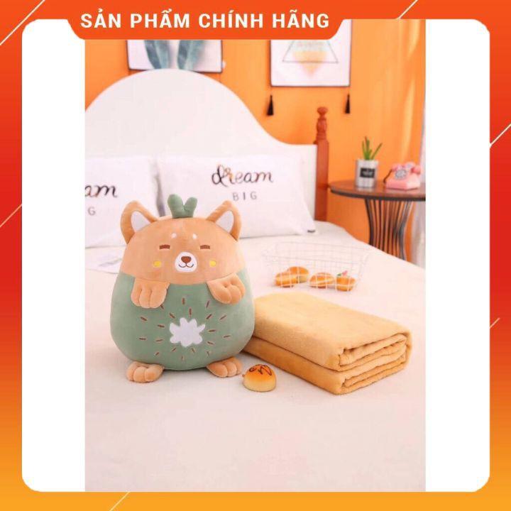 Bộ Chăn Gối Văn Phòng Hình Hoa Quả- Gối Ôm Kèm Chăn