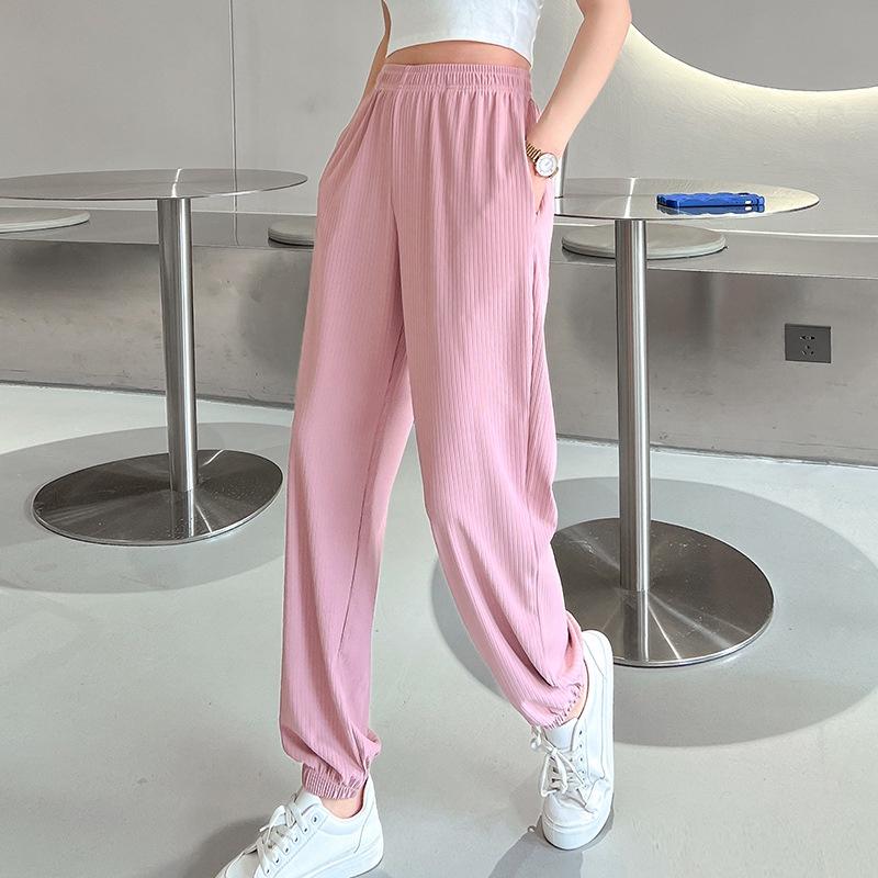 Quần Nữ Dài Bo Gấu DVGIT Chất Liệu Thun Tăm Lạnh Mềm Mịn Màu Hồng Thiết Kế Form Dáng Quần Cạp Cao