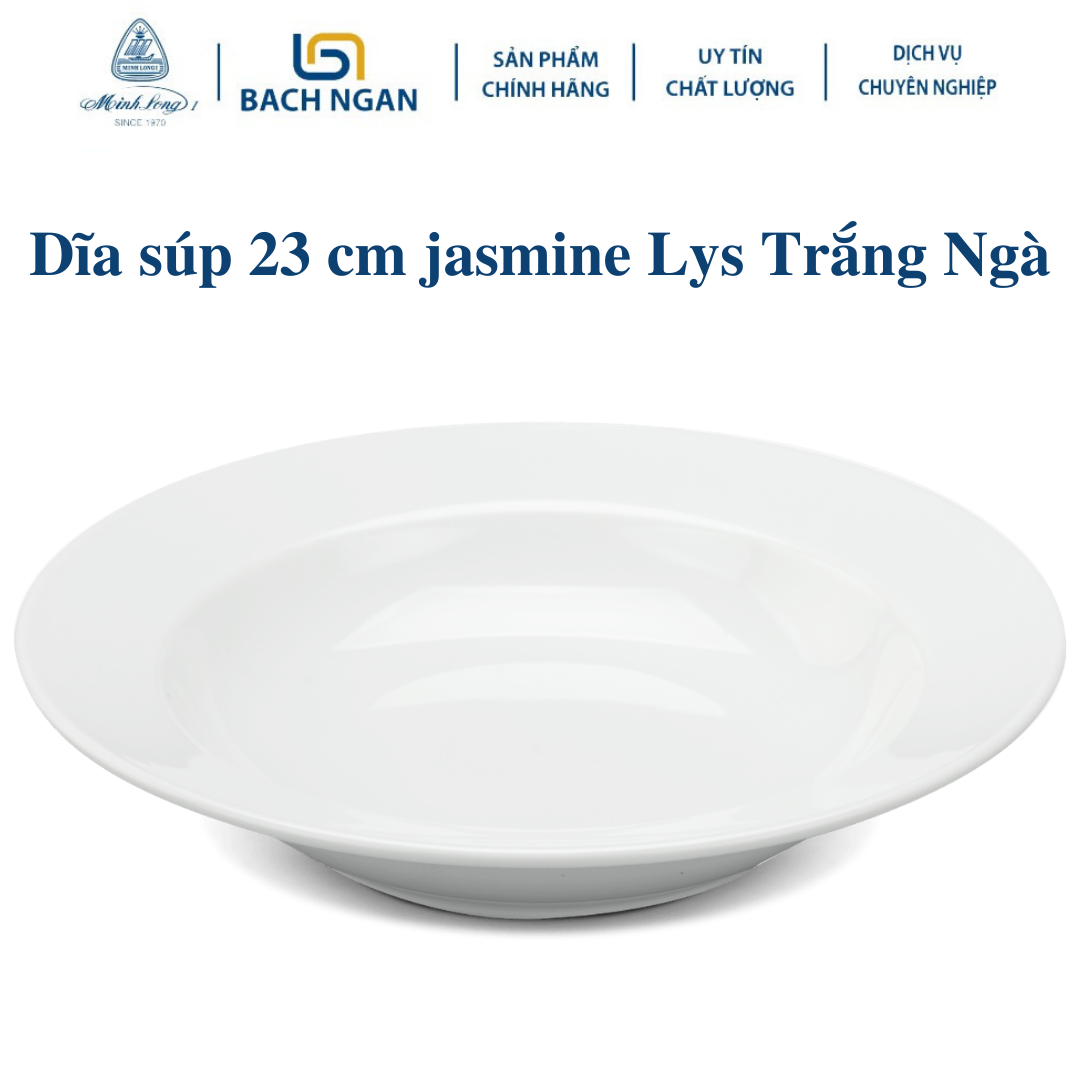 Dĩa súp Minh Long 23 cm Jasmine Lys Men ngà, Bằng sứ, Hàng Đẹp, Cao Cấp, Dùng Trong Gia Đình, Đãi Khách, Tặng Quà Tân Gia