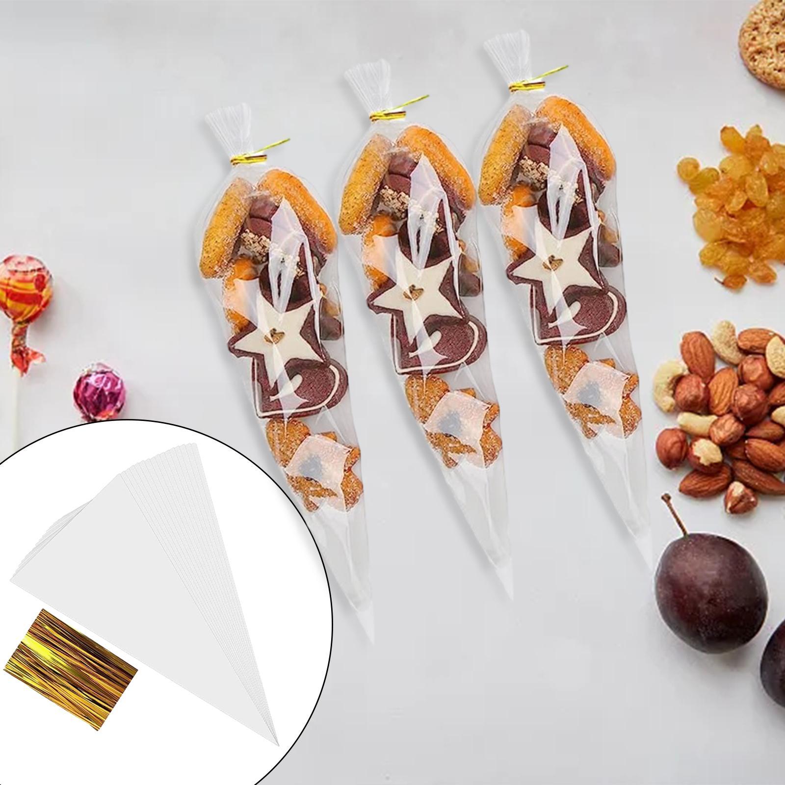Transparent Cone Treat Bags Candy Gift Bag for Birthday Parties Thanksgiving