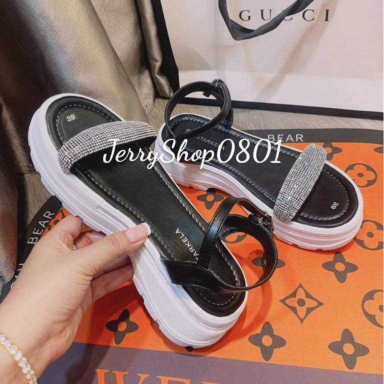 Sandal nữ đế bánh mì CAO 4P QUAI NGANG KIM TUYẾN LẤP LÁNH siêu xinh