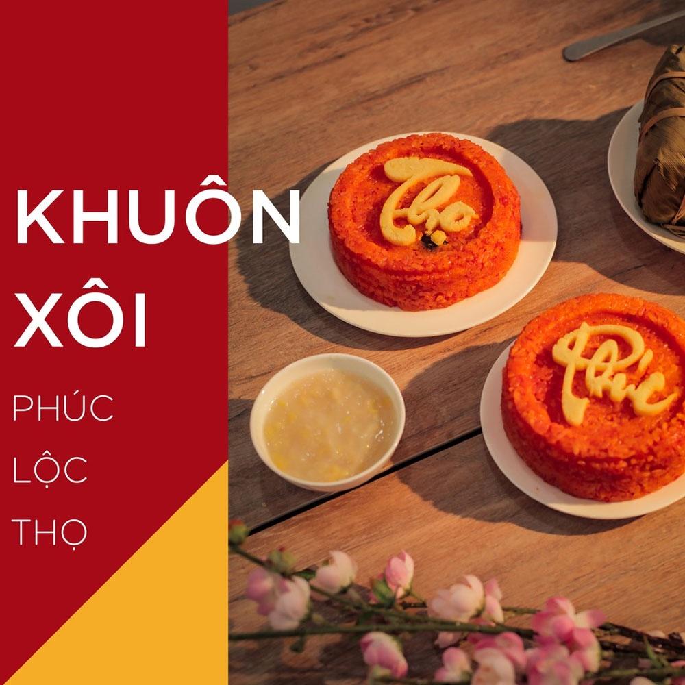 Khuôn xôi phúc lộc thọ 5 chi tiết size 12x7cm chất liệu nhựa thực phẩm cao cấp, khuôn xôi chịu nhiệt an toàn thực phẩm